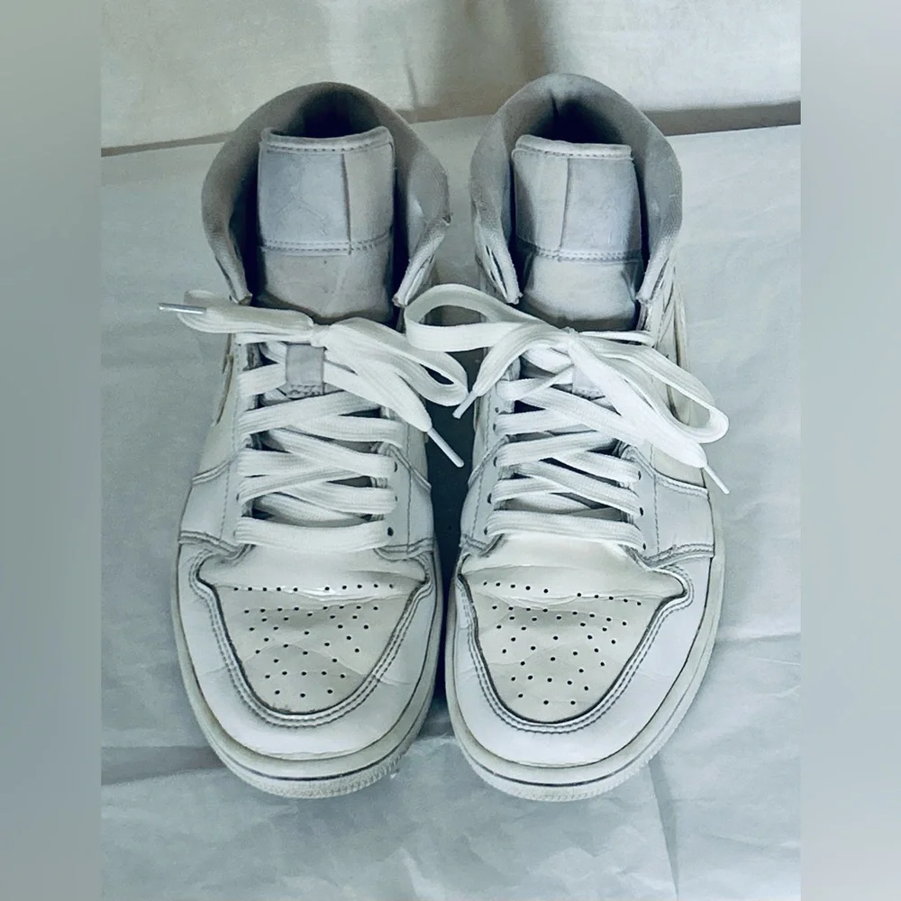 Nike Air Jordan Retro 1 Triple White Patent Leather High-Top Sneakers